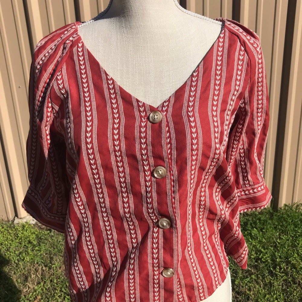 Burnt Red Button Up top